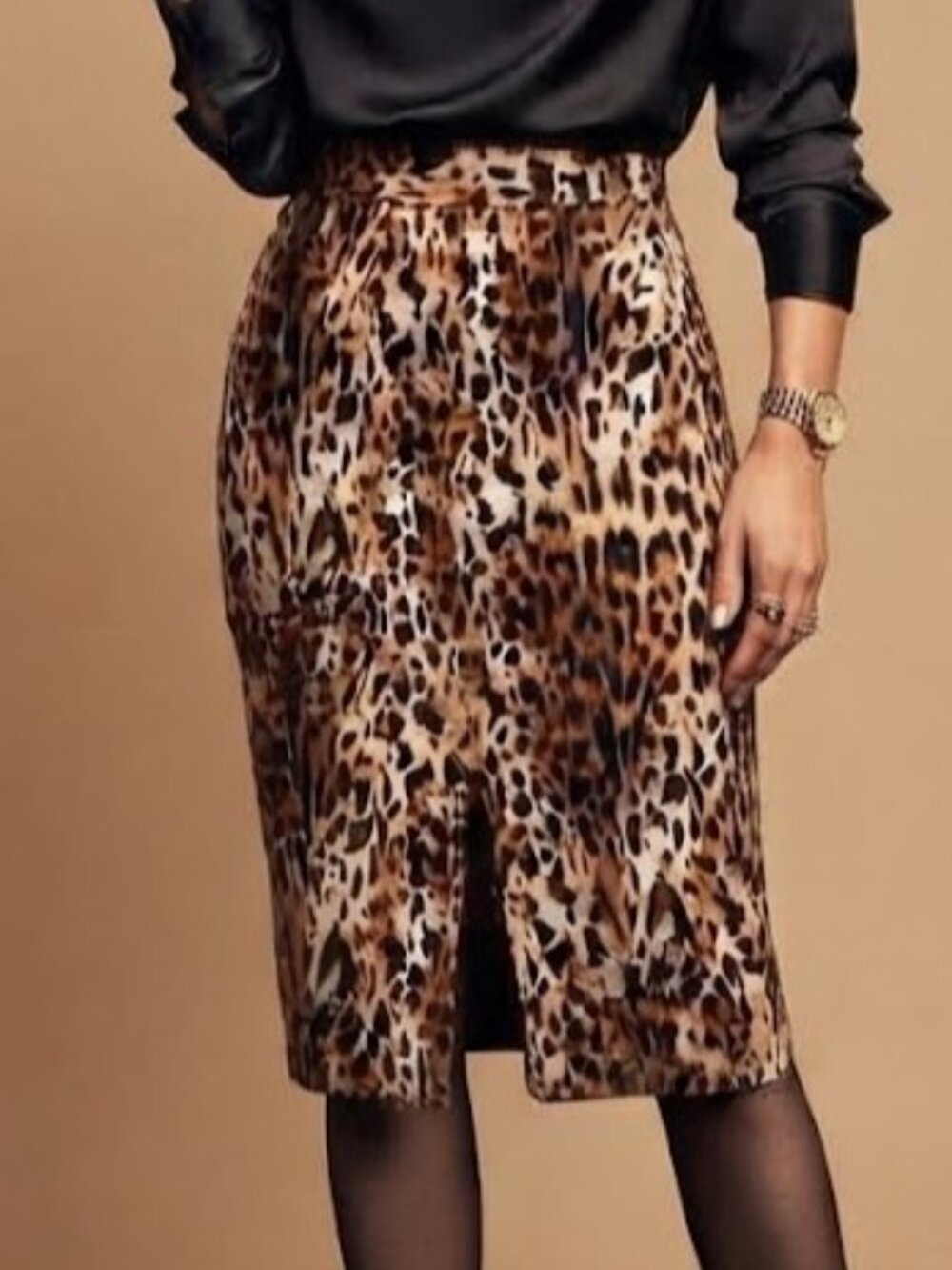 Zara Leopard Print Pencil Midi Skirt